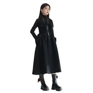 2023 Autumn/Winter Women's Cotton Streetwear Dress A-line Style with Unusual Large Bow Strap Loose and Slim Feeling