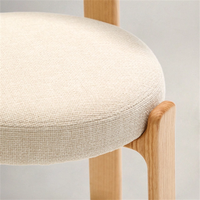 Chaises d'appoint confortables de style moderne, chaise de salle à manger en chenille beige avec pieds en bois pour salle à manger
