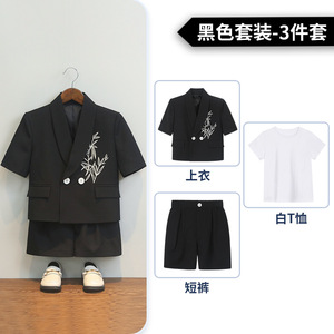 Nuovo Completo Casual in Stile Cinese per Ragazzi, Abito Estivo a Maniche Corte per Bambini, Elegante Completo da Cerimonia con Ricami - Product Image 2
