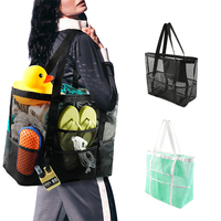 Sac fourre-tout de plage en maille de grande taille pour jouets d'enfants sac fourre-tout de plage de poche étanche 8 poches grand sac de plage d'été pour la natation voyage salle de sport