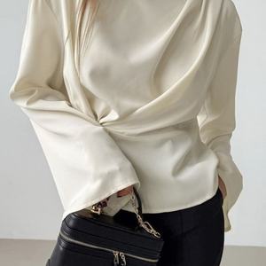 Camisa de Gasa para Mujer, Moda, Manga Larga, Cuello Redondo, Blusa Elegante Informal para Oficina, Tops Elegantes para el Trabajo - Product Image 2