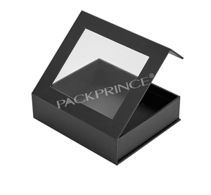 Hair Magnetic Box Hair Design Box Luxury Custom Logo Black Packaging Wave Hair Bundles Magnetic Box Display Hair Extension Wigs Cardboard Gift Box With PVC Window