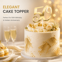 Décorations de gâteau personnalisables numérotées 50, élégantes et réutilisables, pour fêtes d'anniversaire, prix d'usine, bonne qualité