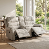Ensemble de canapés inclinables ergonomiques intelligents Frank Modern avec rembourrage en éponge, revêtement en cuir aéré capitonné, port de charge USB Type C et rangement pour usage hôtelier