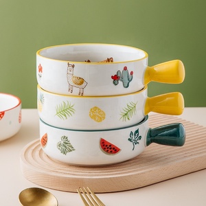 Tazones de Cerámica de Gran Capacidad de 650 ml de Estilo Nórdico con Bonito Diseño, Tazón para Ensalada y Tazón para Sopa de Cerámica con Asa - Product Image 3