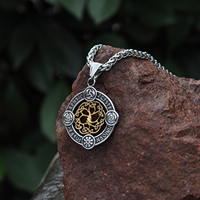 Design nordique en acier inoxydable pendentif nordique Yggdrasil arbre de vie amulette collier Viking bijoux