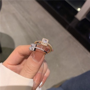 Adjustable Alloy Opening Index Finger <b>Ring</b> Women Sparkling Diamonds Zircon Inlay Classic Trendy Style Parties Religious - Product Image 3