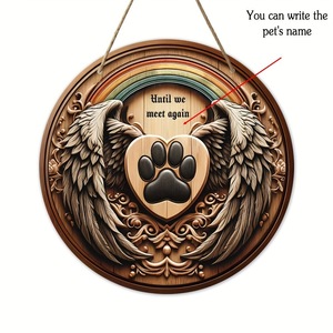 Spot Pet Wings, Paw Prints, Circular Logo, Welcome Door Number, Home Living Room, Wall Hanging, Wooden Slogan, Hanging Board - Product Image 2