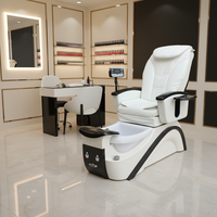 Fauteuil de pédicure Kangmei moderne pour salon de manucure, avec spa pour les pieds à jets magnétiques sans tuyauterie, drain de plomberie intégré, couleur blanc