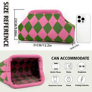 Bolso de Mano con Bloques de Color y Rayas para Mujer, Bolso Cosmético Casual de Punto 3D, Bolso Pequeño de Punto para Maquillaje - Product Image 4