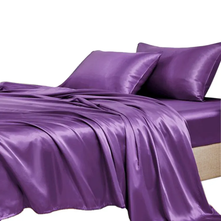 Комплект постельного белья из 4 предметов, домашний текстиль, пододеяльник, роскошное шелковое атласное покрывало для отеля