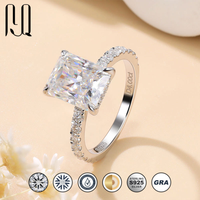 Bague en moissanite pleine de 4 carats, taille radiant, pour femme, en argent sterling S925 plaqué platine, directement de l'usine et en dropshipping