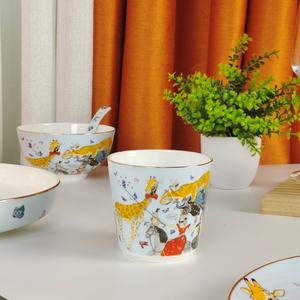 Service de table 5 pièces en porcelaine fine « European Luxury Dream Circus » avec motif végétal moderne - Product Image 6