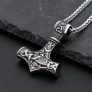 yunnique Thor's Hammer Pendant Necklace Stainless Steel Men's Viking Rune Design Gift Jewelry - Product Image 3