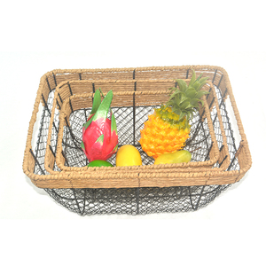 Nhà Máy Bán Hàng Nóng Thiết Lập 3 Hình Chữ Nhật Lưu Trữ Khác Giỏ Dệt Dã Ngoại Giỏ Dây Lưới Giỏ Trái Cây Sắt Nhựa Mây - Product Image 2