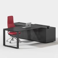 Bureau de direction en L, grand bureau de manager, style moderne et simple, blanc avec armoire latérale, ensemble bureau et chaise personnalisable