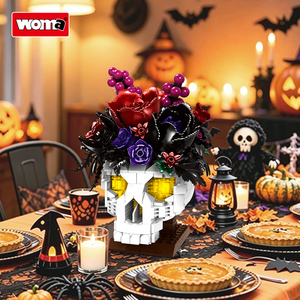 WOMA TOYS (8817) Blocs <span class=keywords><strong>de</strong></span> construction Fleur des Tous les Âmes Crâne, Briques Bouquet <span class=keywords><strong>de</strong></span> Roses Halloween, Décoration Créative, Cadeau <span class=keywords><strong>de</strong></span> Fête, Jouet - Product Image 4