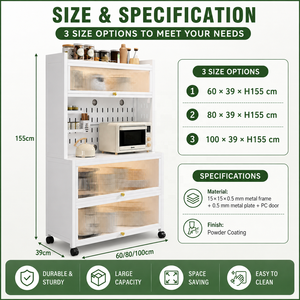 Armoire de rangement de cuisine avec étagère pour micro-ondes et portes en polycarbonate OEM ODM - Product Image 3