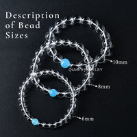 Bracelet Designer en Quartz Clair Naturel et Aigue-marine, Fait Main, Bijou Perlé en Cristal de Guérison pour Femme, Cadeau de Mariage, Jonc