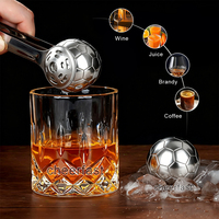 Cubes de glace réutilisables en acier inoxydable 304, en forme de ballon de football, pour refroidir le whisky, la bière, le vin et les boissons lors de soirées et bars