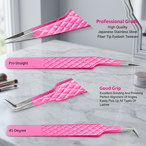 Professional Grade Stainless Steel <b>Eyelash</b> Tweezers Set Toothed Tip Perfect Grip For Lash Extension <b>Application</b> - Product Image 4