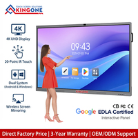 KINGONE Écran 86 pouces, panneau 65 pouces, LED OEM, salle de classe, Android, écran LCD 75 pouces, affichage numérique, tableau blanc interactif intelligent
