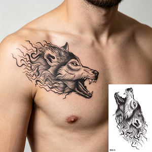 Succo di erbe Semi-permanente personalizzato e all'ingrosso lupo volpe tatuaggio adesivi lupo e corpo tatuaggio adesivi per gli uomini - Product Image 1