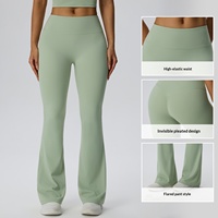 Pantalon de yoga taille haute, respirant, à double finition, effet galbant, micro-extensible, coupe large, style corne de cerf