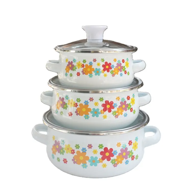 Enamel Mini Pot to AVON 12/14/16cm ollas de peltre Enamel cookware sets