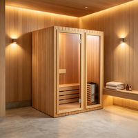 Cabine de sauna à vapeur sèche 1200x1000x2000mm en bois de pruche avec verre trempé de 8mm pour la relaxation intérieure à domicile