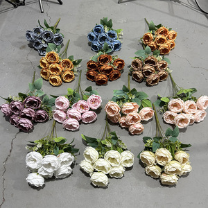 Bouquet de fleurs artificielles Yixuan 7 têtes Austin, fleurs en soie, décoration de mariage, arrangement au sol - Product Image 2