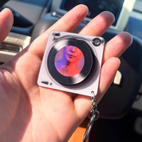 Porte-clés musical NFC en acrylique personnalisé en forme de CD ou disque vinyle avec photo, pendentif souvenir pour fans, avec fonction Smart Tap Playlist
