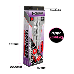 GNB GAONENG 6600MAH 2S HV 7,6 V 130C Batería LiPo LCG Perfil bajo Delgado 2S 1:10 1/10 RC Coche de carreras estuche rígido 5mm bala LiHV - Product Image 3