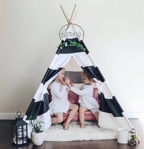 Tente <span class=keywords><strong>tipi</strong></span> pour garçons, 5 pieds-<span class=keywords><strong>Tipi</strong></span>-Bande noire et blanche-Tente de jeu pour enfants avec étui de transport en toile pour intérieur et <span class=keywords><strong>jardin</strong></span> - Product Image 3