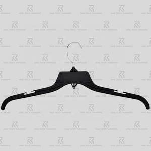 2025 Commercial 17 Inch PS Garment <strong>Hanger</strong> with Metal Iron Hook &amp; Shoulder Grips for Store Display - Black Wholesale Bulk Pack - Product Image 4