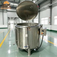 Ketel Masak Vertikal Berjaket Minyak Termal Pemanas Listrik 400L 600L Bersertifikasi CE untuk Selai, Saus, Bubur Daging, Pasta Kacang