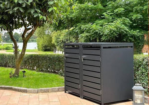 Daur ulang penyimpanan tempat sampah baja tergalvanis ganda Shed menyembunyikan tempat sampah dapat menutupi baja wadah limbah roda luar ruangan - Product Image 6