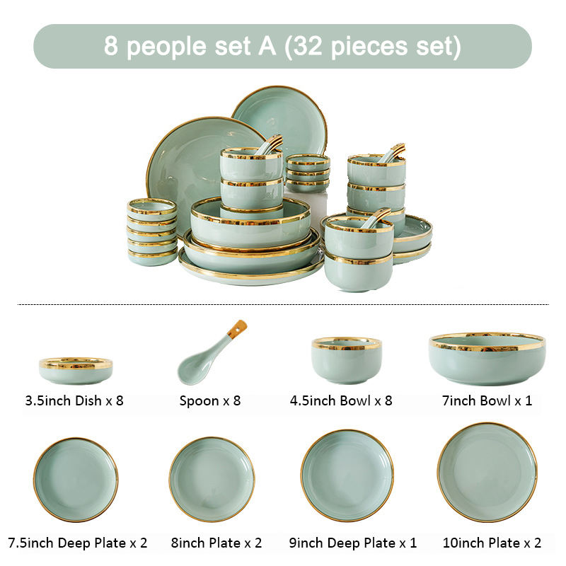 Light Green 8 people 32 pcs set A