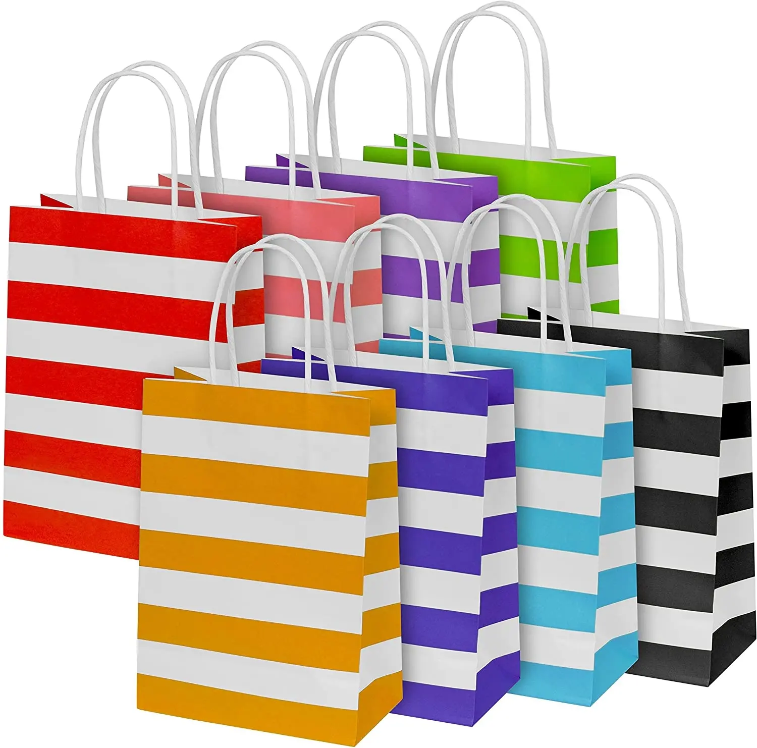 Birthday Party Favor shopping bag Assorted Colors Recycled Small Gift Goodie Candy Bags Party craft paper bags with handles