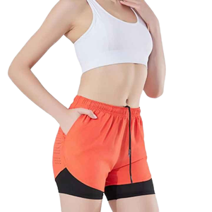 2-in-1 Men's Bermuda Shorts Casual Solid Reflective Strip <b>Mid</b> Waist Double <b>Layers</b> Laser Punched Zip Pocket Quick Dry Breathable - Product Image 1