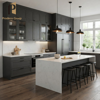 Ensemble complet de meubles de cuisine modernes en mélamine noire haut de gamme pour projet de maison, armoires de rangement pour cuisine domestique