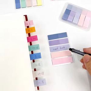 Notes autocollantes fluorescentes en PET couleur lavande Macaron, 3 couleurs, ensemble de papeterie pour enfants - Product Image 4
