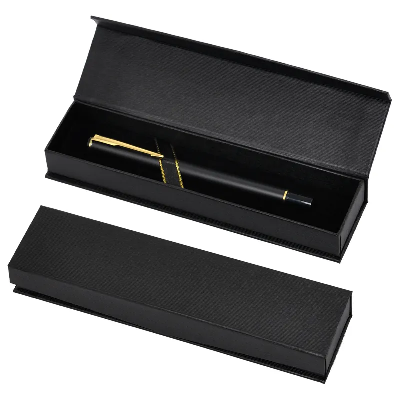 Wholesale high-quality magnetic fountain pen box black rectangular ballpoint pen box Paper Display Cardboard Pen Box