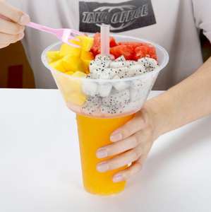 PTPACK - Bandeja Desechable para Bebidas, Ensaladas de Frutas, Té con Leche, Soporte para Refrigerios, Vaso de Plástico - Product Image 3