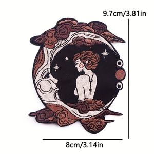 แผ่นผ้าปักลายดวงอาทิตย์และดวงจันทร์สำหรับเสื้อผ้า4ชิ้นงานตัดเย็บตามสั่ง - Product Image 3