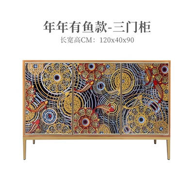 ตู้สามประตูสีทองขนาด120*40*90ซม. ความยาวความกว้างและความสูง