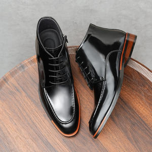 Bottes de Travail pour Hommes Printemps-Automne en Cuir Véritable avec Motif Léopard en Relief, Semelle en Caoutchouc Imperméable - Product Image 4