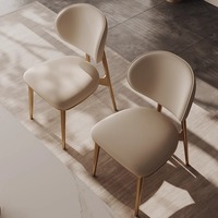 Luxus-Esszimmers tuhl aus Edelstahl mit echter Rückenlehne aus Rindsleder High-End Simple Modern Home und Hotel Cafe Chair