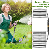 Tuyau d'arrosage de jardin 50 pieds, tuyau d'eau en acier inoxydable, léger, anti-pli, résistant aux animaux domestiques, anti-perforation, en métal pour jardin, extérieur