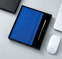 Ensemble cadeau de papeterie de luxe personnalisable 2026, carnet de notes rechargeable, stylo, cuir PU gris, journal A5 avec bande élastique